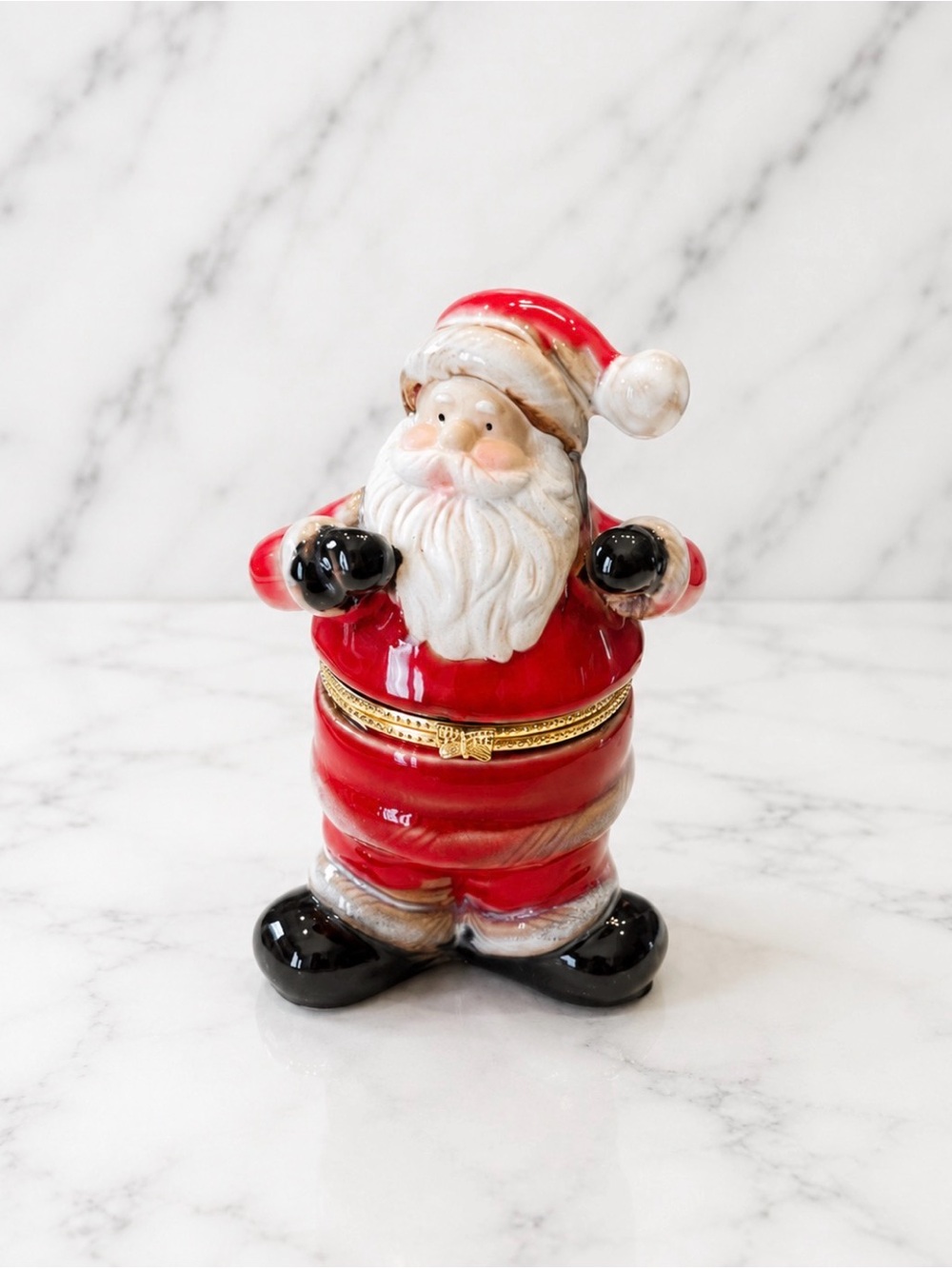 Ceramic Santa Claus Hinged Jewelry Box
